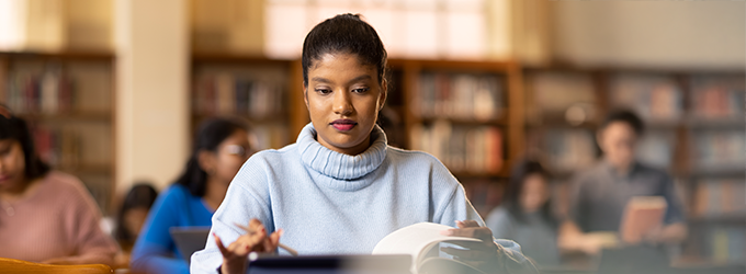 Students in library